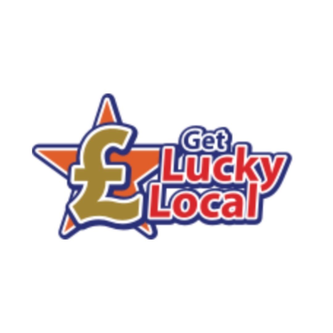 Logo for get lucky local words star and currency sign 